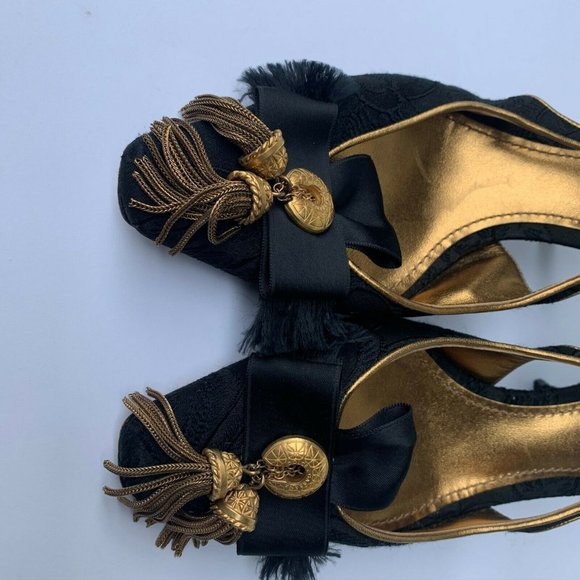 Dolce & Gabbana Kitten Heels Size 36 Black Gold - Picture 2 of 8